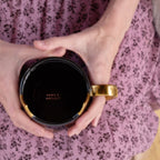Pinky Up Chloe Black Cat Mug featuring a black cat design on a white background, ideal for cat lovers and coffee enthusiasts.