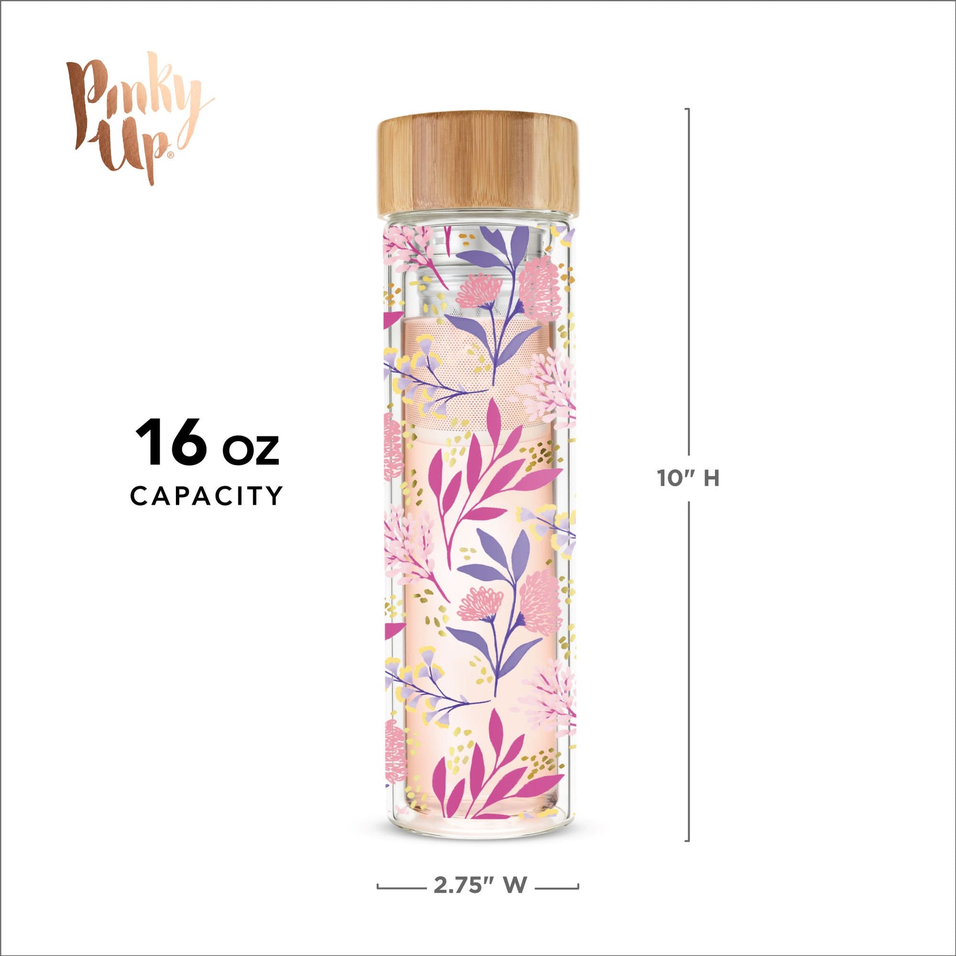 Pinky Up Blair: Botanical Bliss Glass Travel Infuser Mug