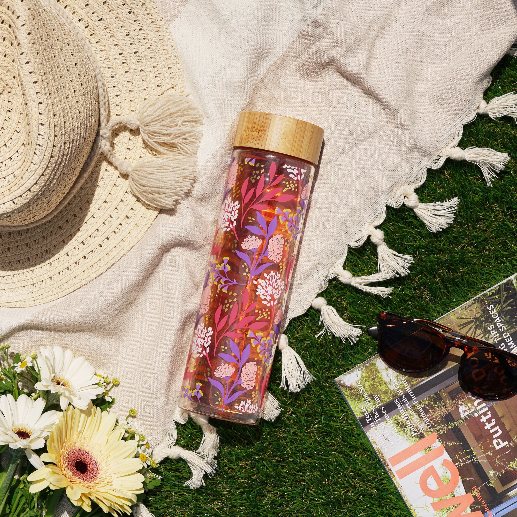 Pinky Up Blair: Botanical Bliss Glass Travel Infuser Mug
