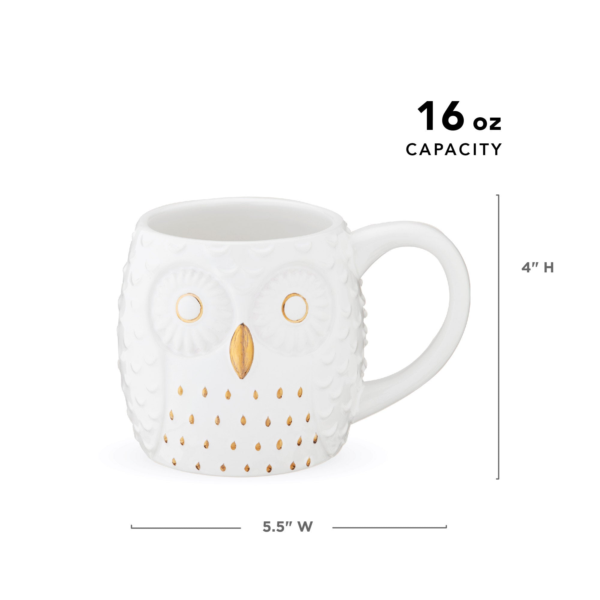 Pinky Up Olivia Ceramic Owl Mug, a ceramic mug shaped like an owl, featuring a pink and white color scheme.