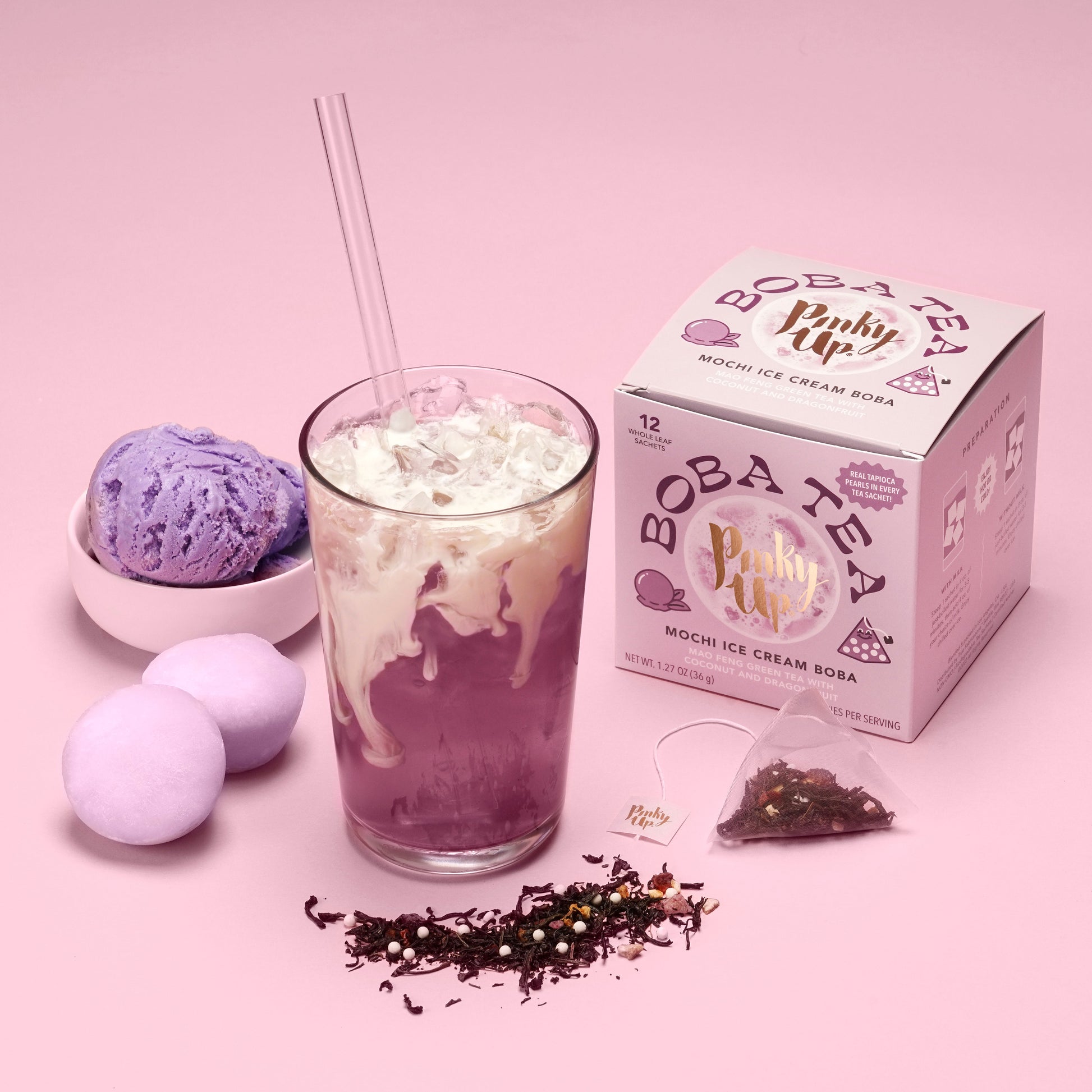 Pinky Up Mochi Ice Cream Boba Tea Sachets