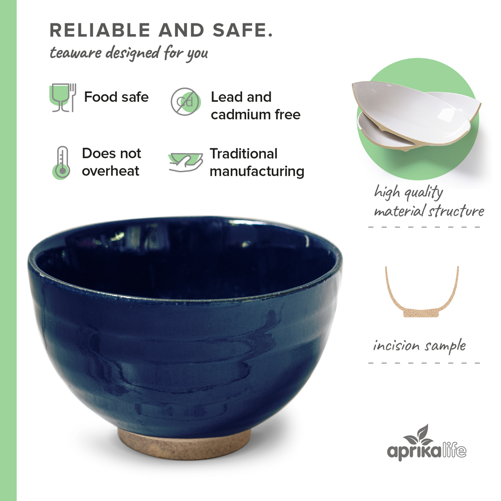 Aprika Life Dark Navy Blue Ceramic Matcha Bowl