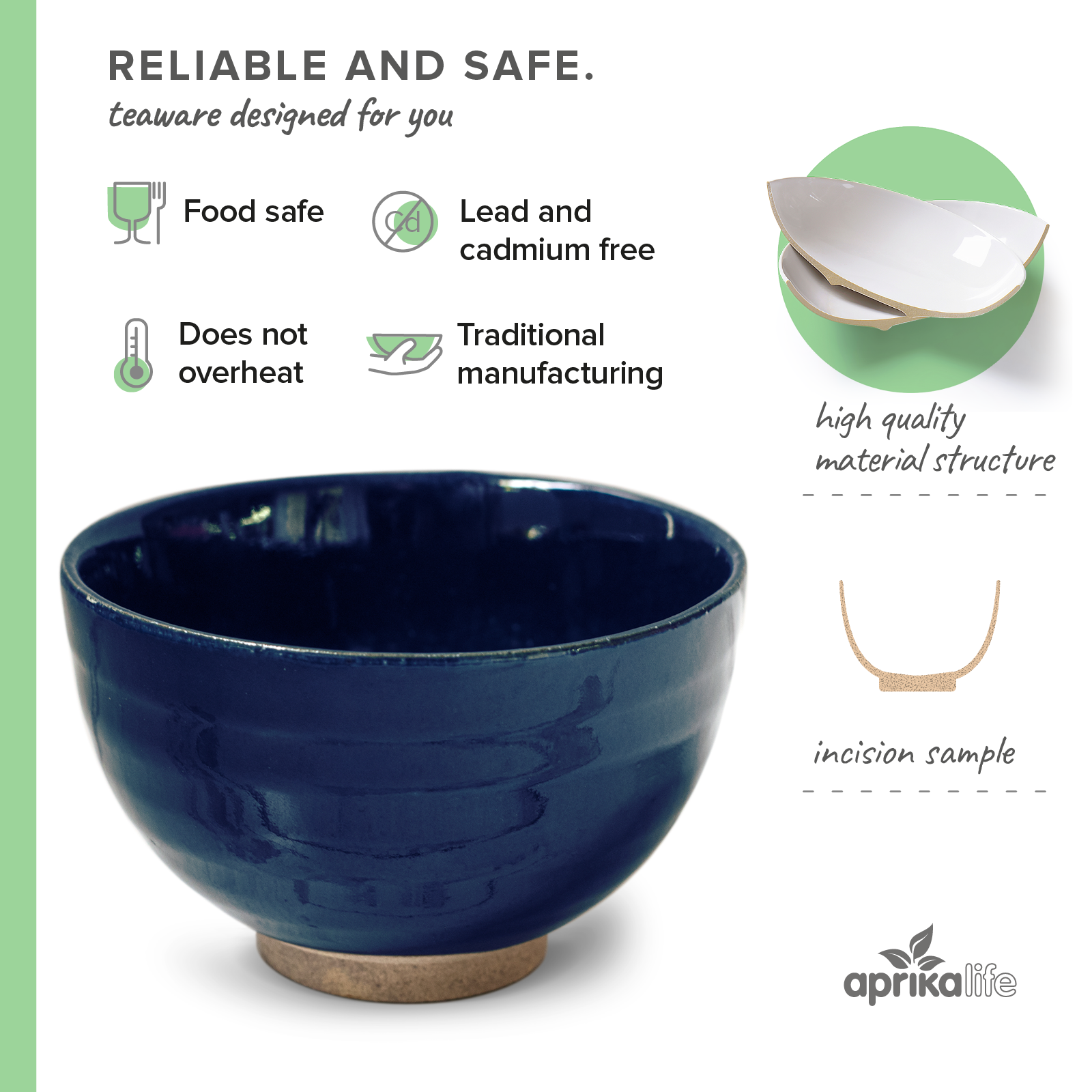 Aprika Life Dark Navy Blue Ceramic Matcha Bowl