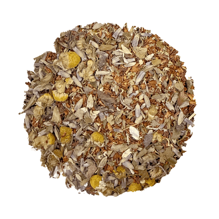Restore Tea by Beach House in a serene setting, showcasing the blend of organic ingredients for relaxation and stress relief.