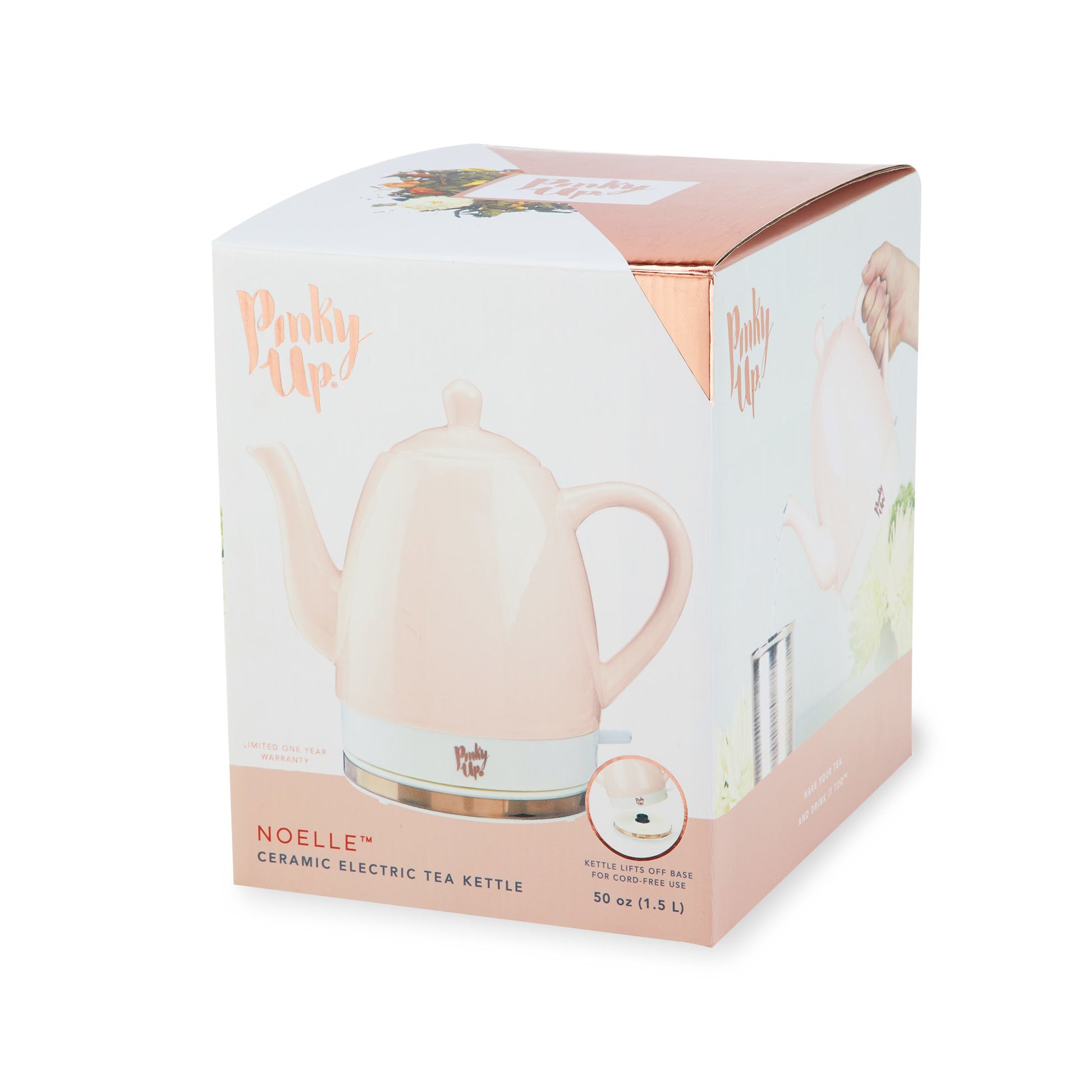 Pinky Up Noelle™ Pink Ceramic Electric Tea Kettle