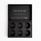 Tea with Tae Bestsellers: Tea Bento Box | 6-pack, displayed in a neatly arranged box containing six tea varieties.