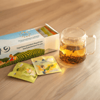 Sampler Box + WALL Tea Infuser by Nepal Tea, featuring a selection of tea samples and a wall-mounted infuser.