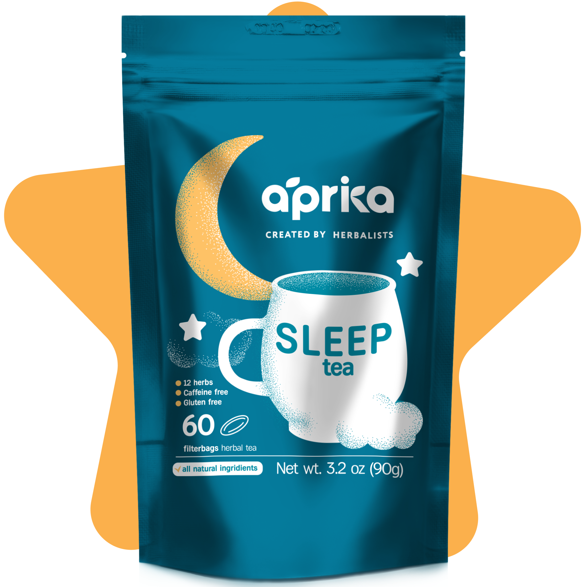 Aprika Life Herbal Sleep Tea With Sleep Guide, 60 Bags