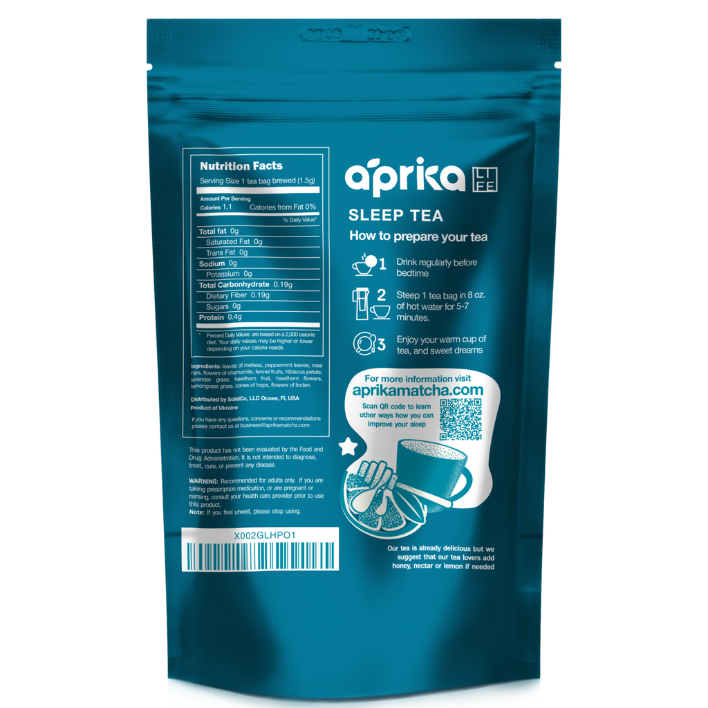 Aprika Life Herbal Sleep Tea With Sleep Guide, 60 Bags