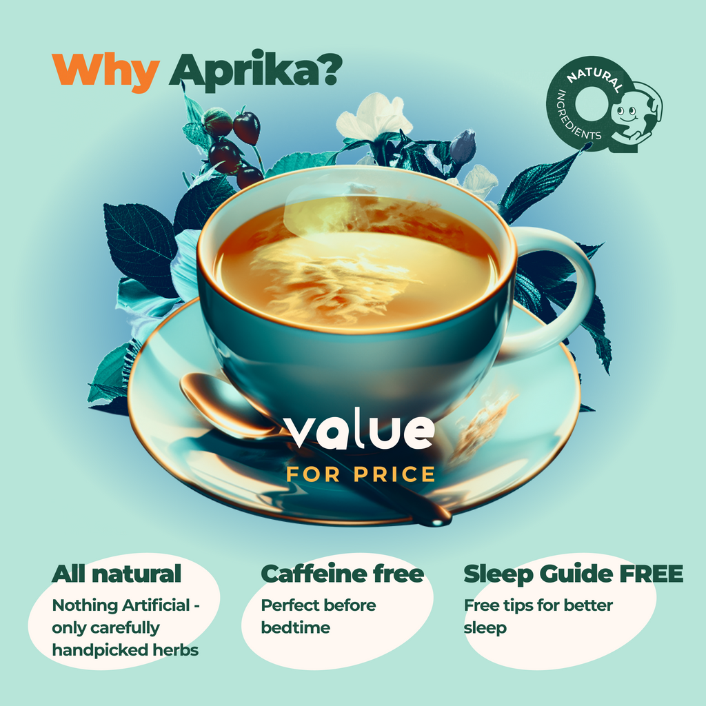 Aprika Life Herbal Sleep Tea With Sleep Guide, 60 Bags
