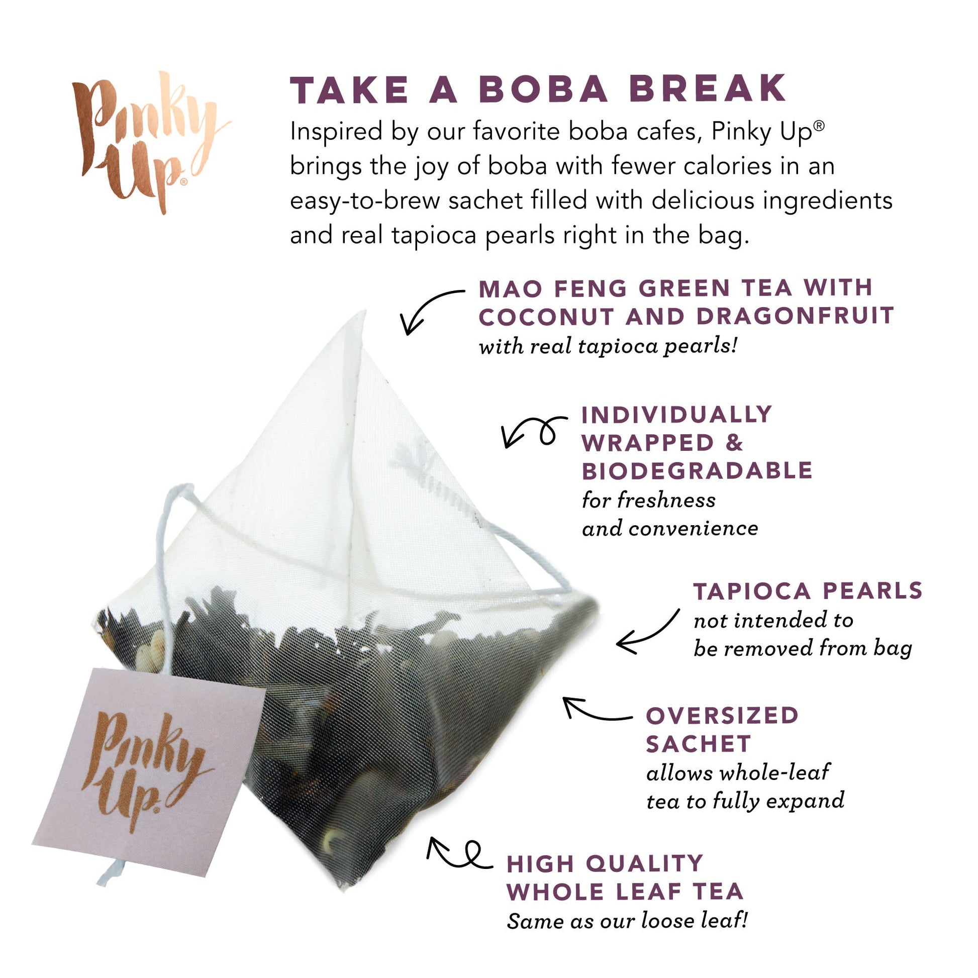 Pinky Up Mochi Ice Cream Boba Tea Sachets