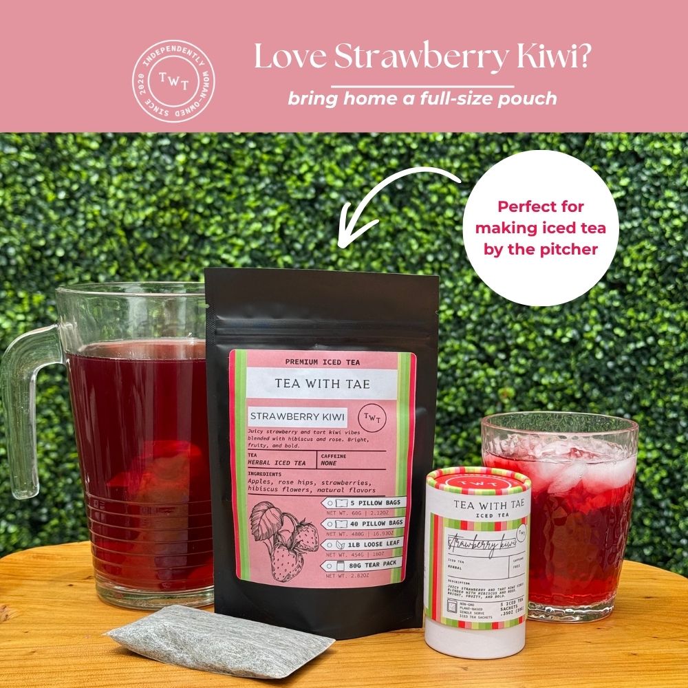 Tea with Tae Strawberry Kiwi Iced Mini Tea Tube (5 iced sachets) Herbal Tea