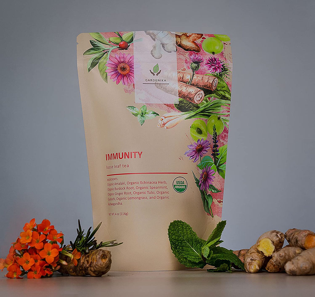 Gardenika Immunity Loose Leaf Herbal Tea, USDA Organic, Kosher, Caffeine-Free - 4 oz (114g)