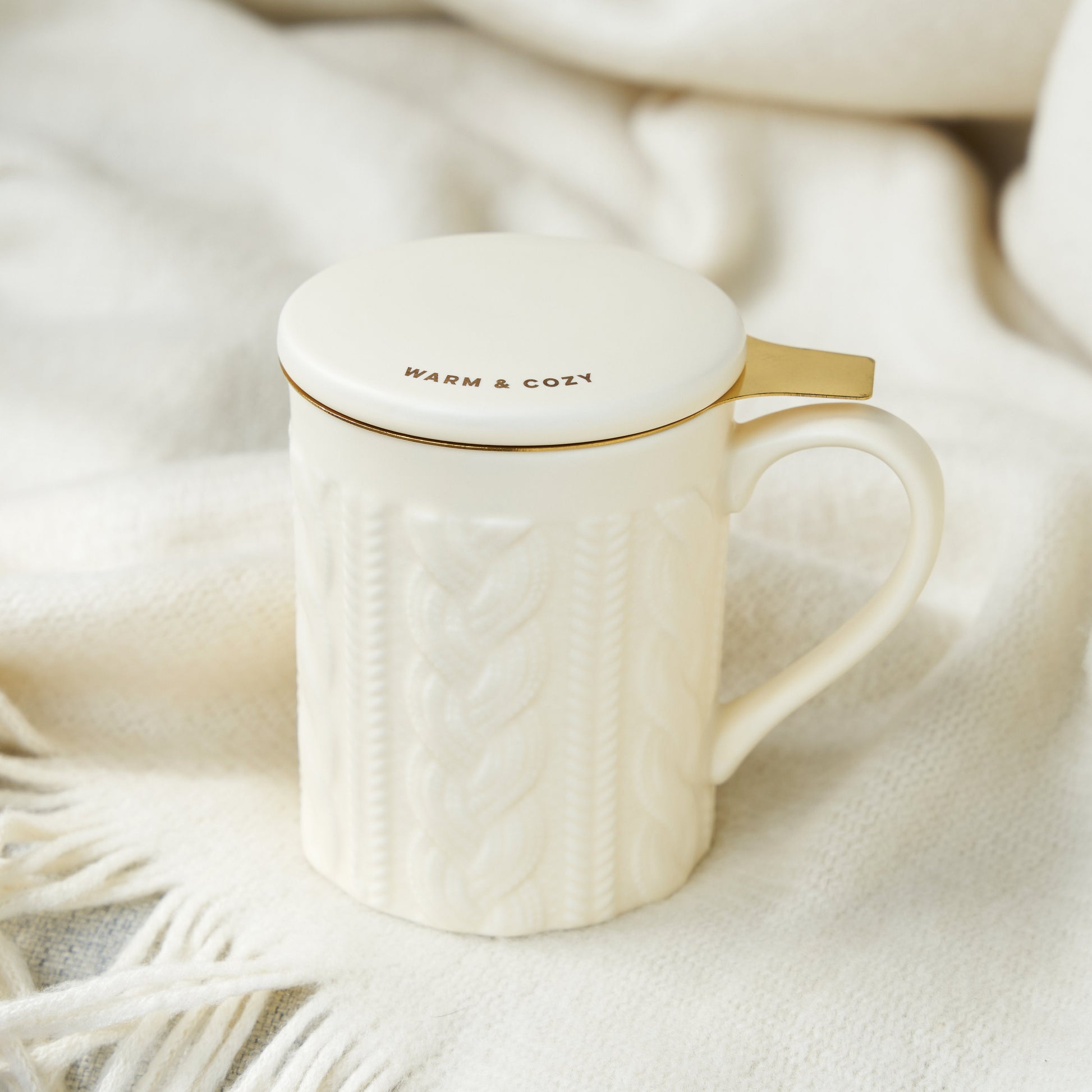 Pinky Up Annette Knit Ceramic Tea Mug & Infuser
