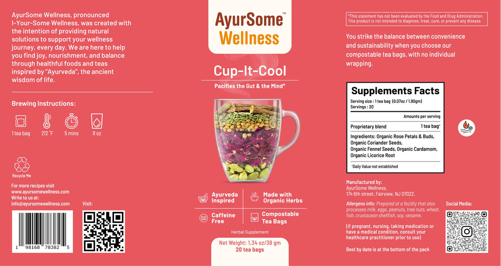 AyurSome Wellness Cup-It-Cool Tea | Organic Rose & Licorice Herbs Tea Blend Herbal Tea