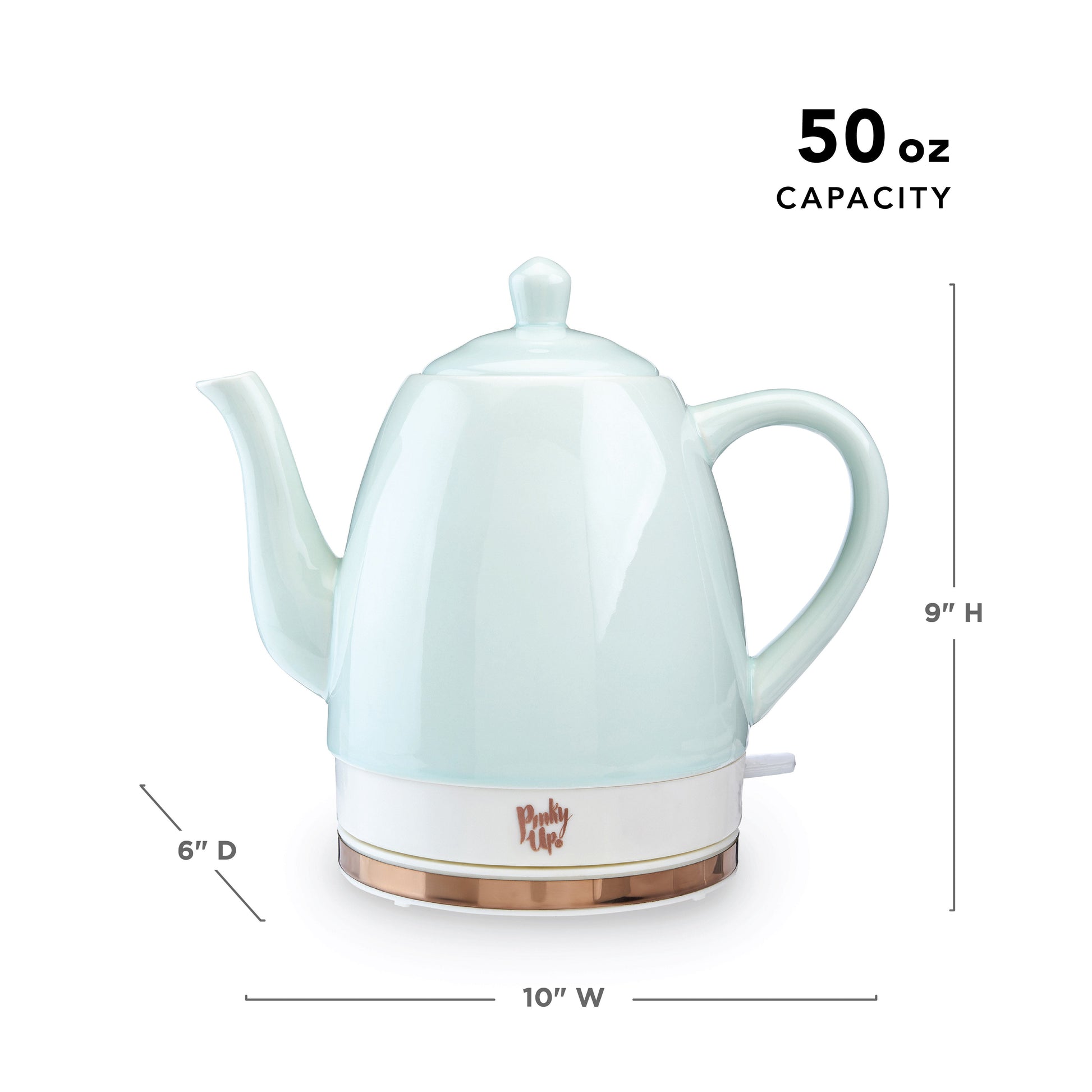 Pinky Up Noelle Ceramic Electric Tea Kettle in Mint