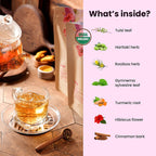 Gardenika Organic Serenity Glow Herbal Tea with Tulsi & Rooibos, Metabolism Support - Stress Relief - Caffeine Free - 55+ Cups - USDA Organic & Kosher - 4 oz (113g)