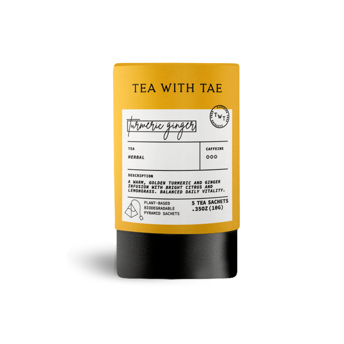 Tea with Tae Turmeric Ginger Mini Tea Tube (5 tea bags) Herbal Tea