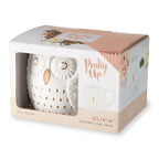 Pinky Up Olivia Ceramic Owl Mug featuring a whimsical owl design, ideal for hot beverages