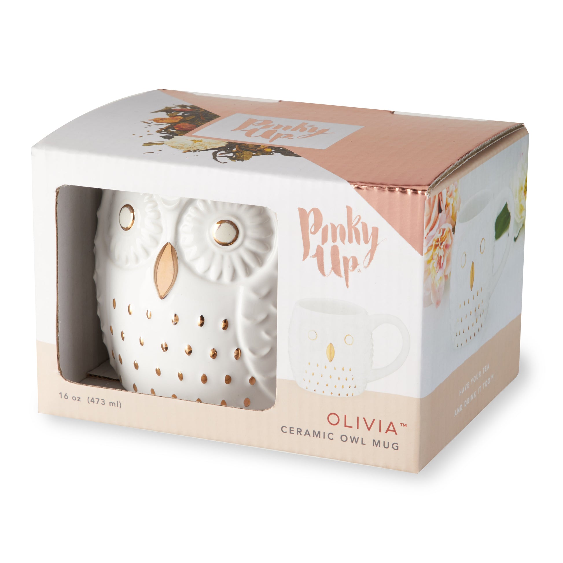 Pinky Up Olivia Ceramic Owl Mug