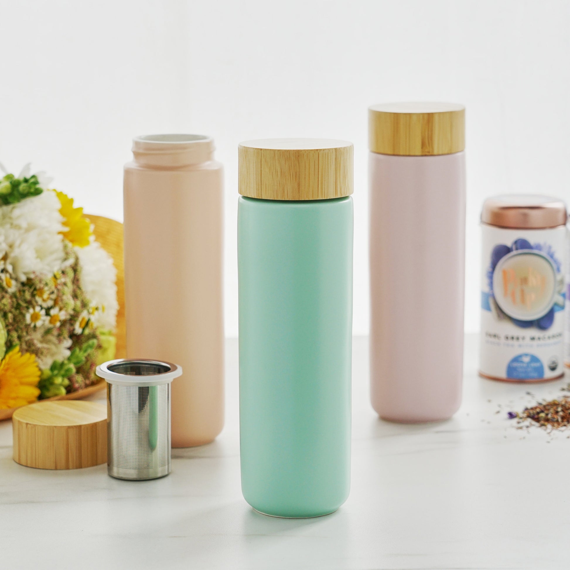 Pinky Up Tatyana Ceramic To-Go Infuser Mug in Turquoise