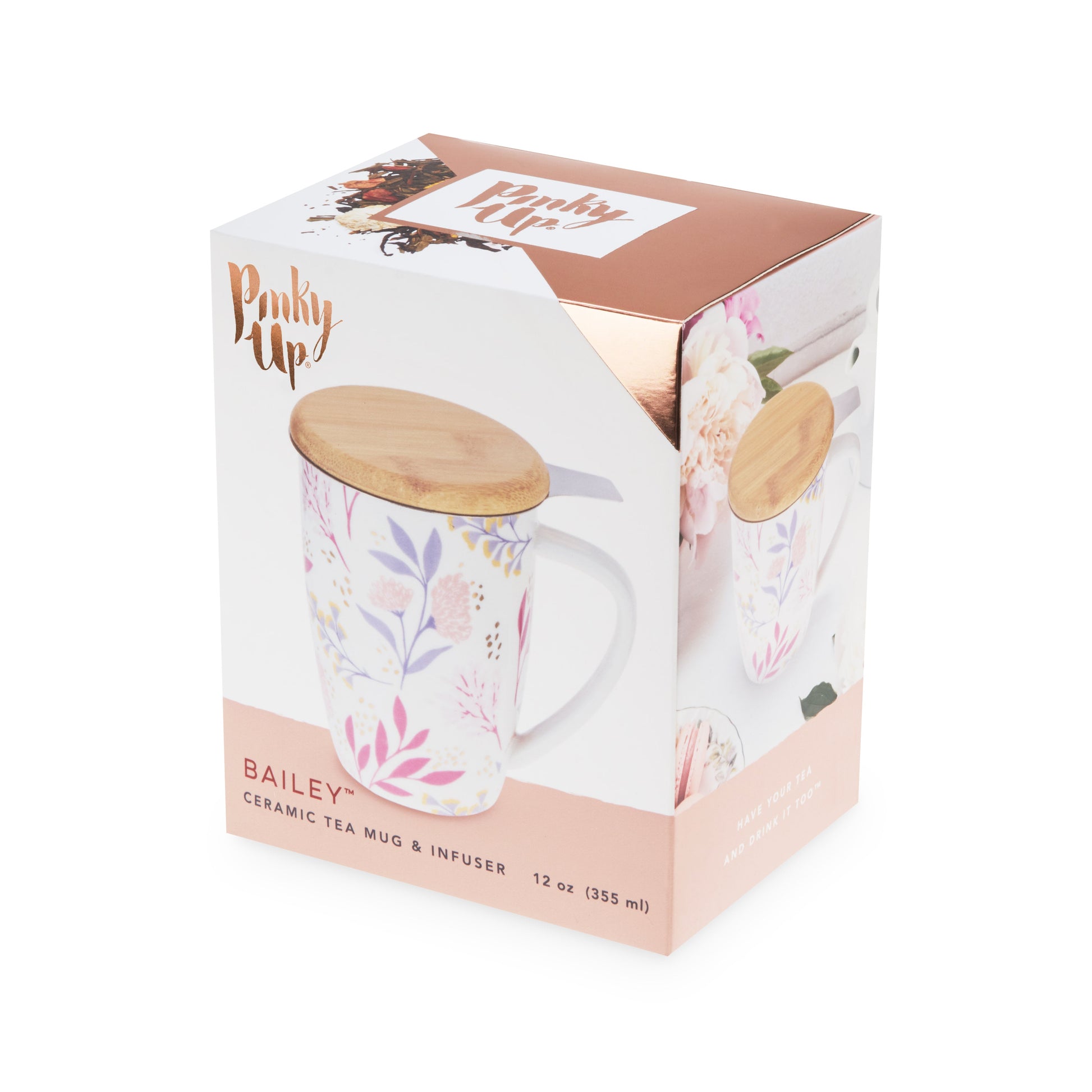 Pinky Up Bailey: Botanical Bliss Ceramic Tea Mug & Infuser