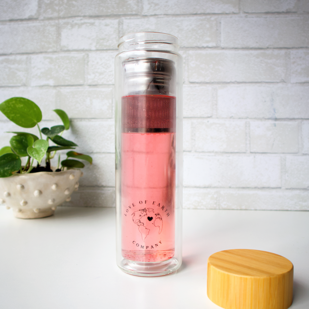 Love of Earth Co. Glass Tea + Coffee Infuser Bottle