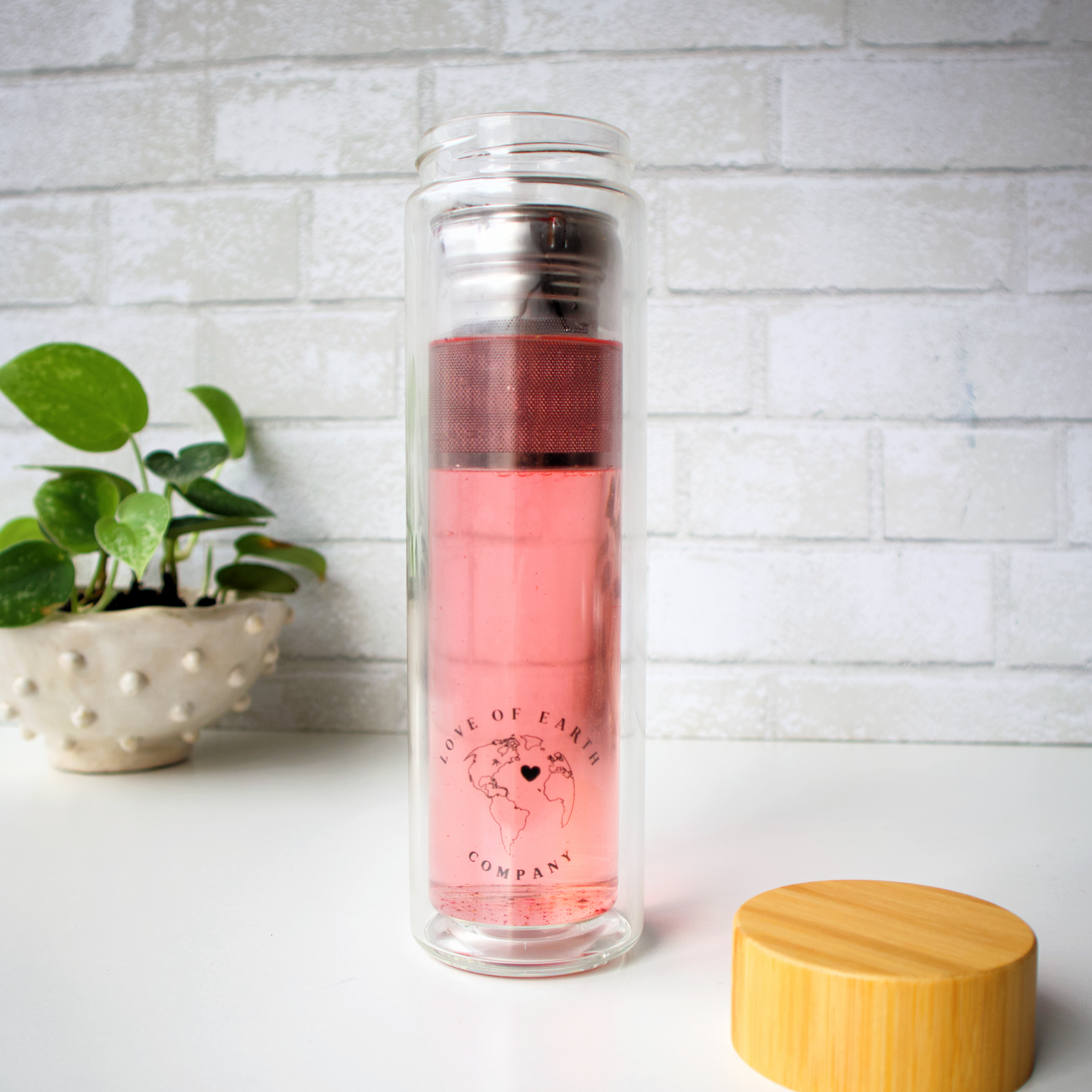 Love of Earth Co. Glass Tea + Coffee Infuser Bottle