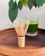 Teappo Premium Matcha Whisk shown in image, showcasing its bamboo design for preparing matcha tea