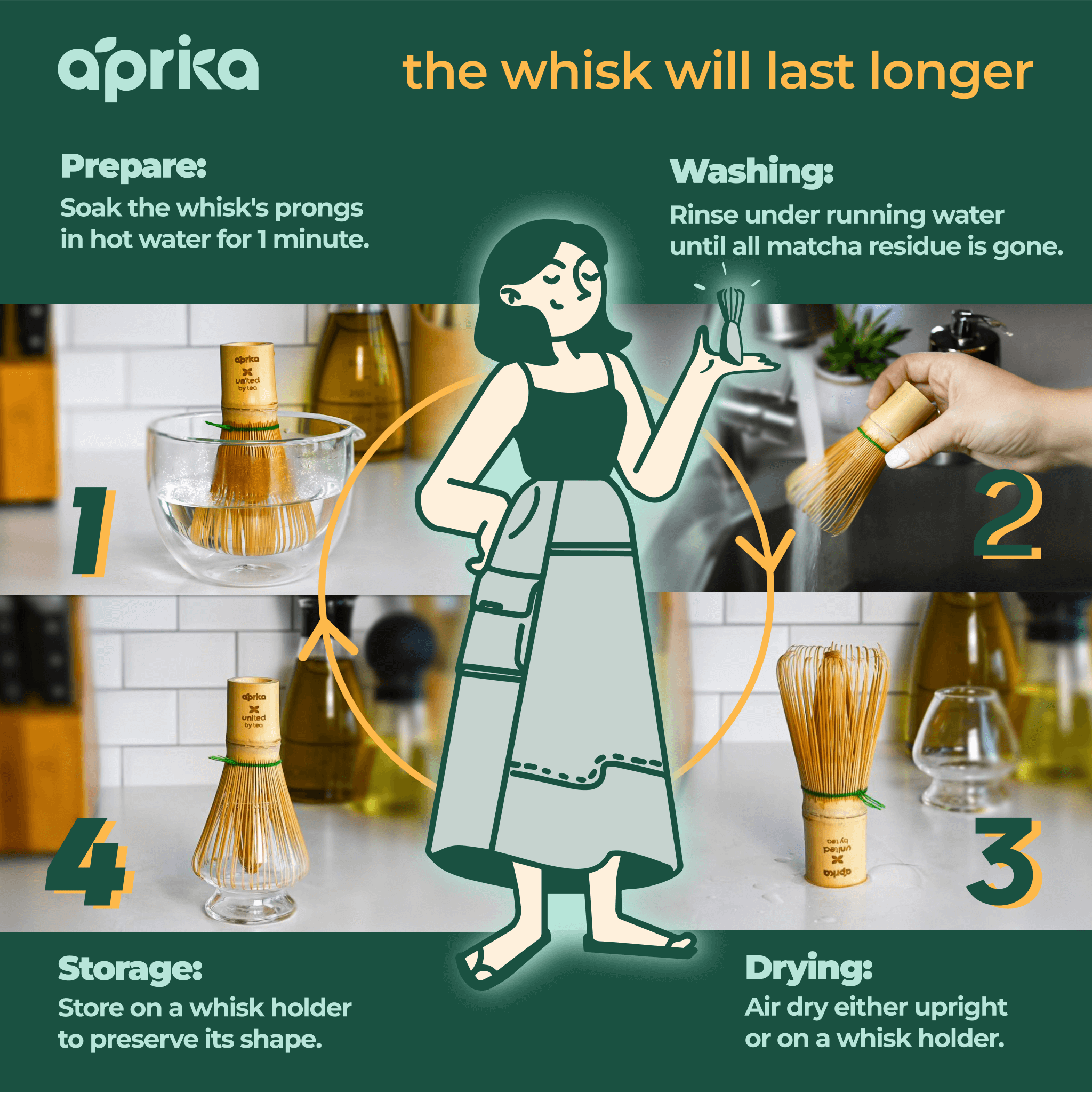 Aprika Life Bamboo Matcha Whisk (100 Prongs)