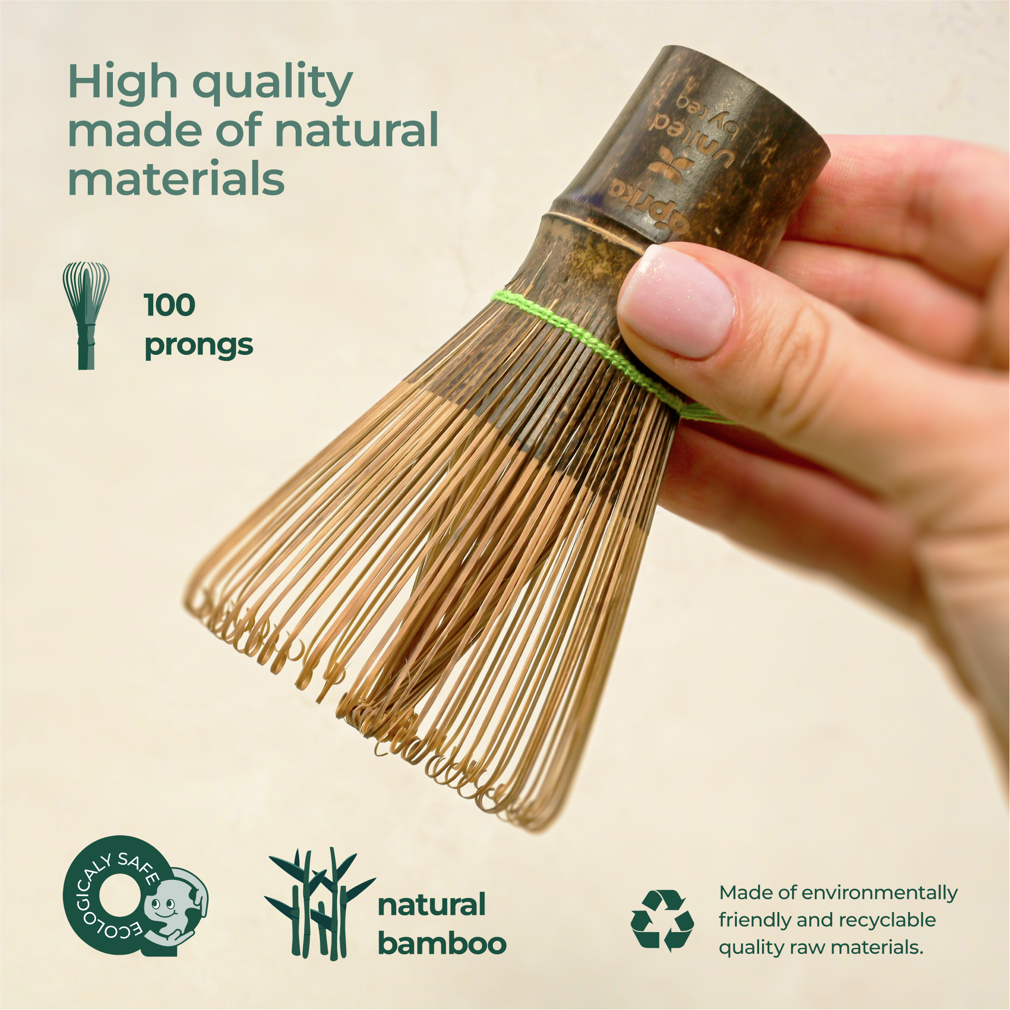 Aprika Life Dark Bamboo Matcha Whisk (100 Prongs)