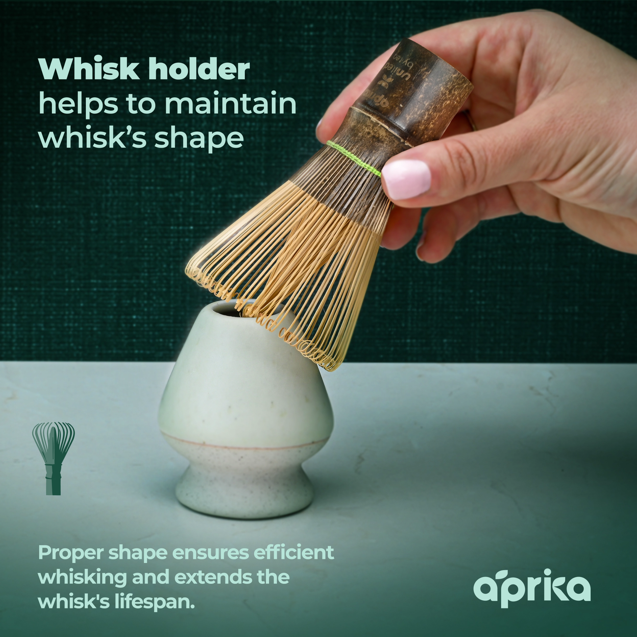 Aprika Life Dark Bamboo Matcha Whisk (100 Prongs)