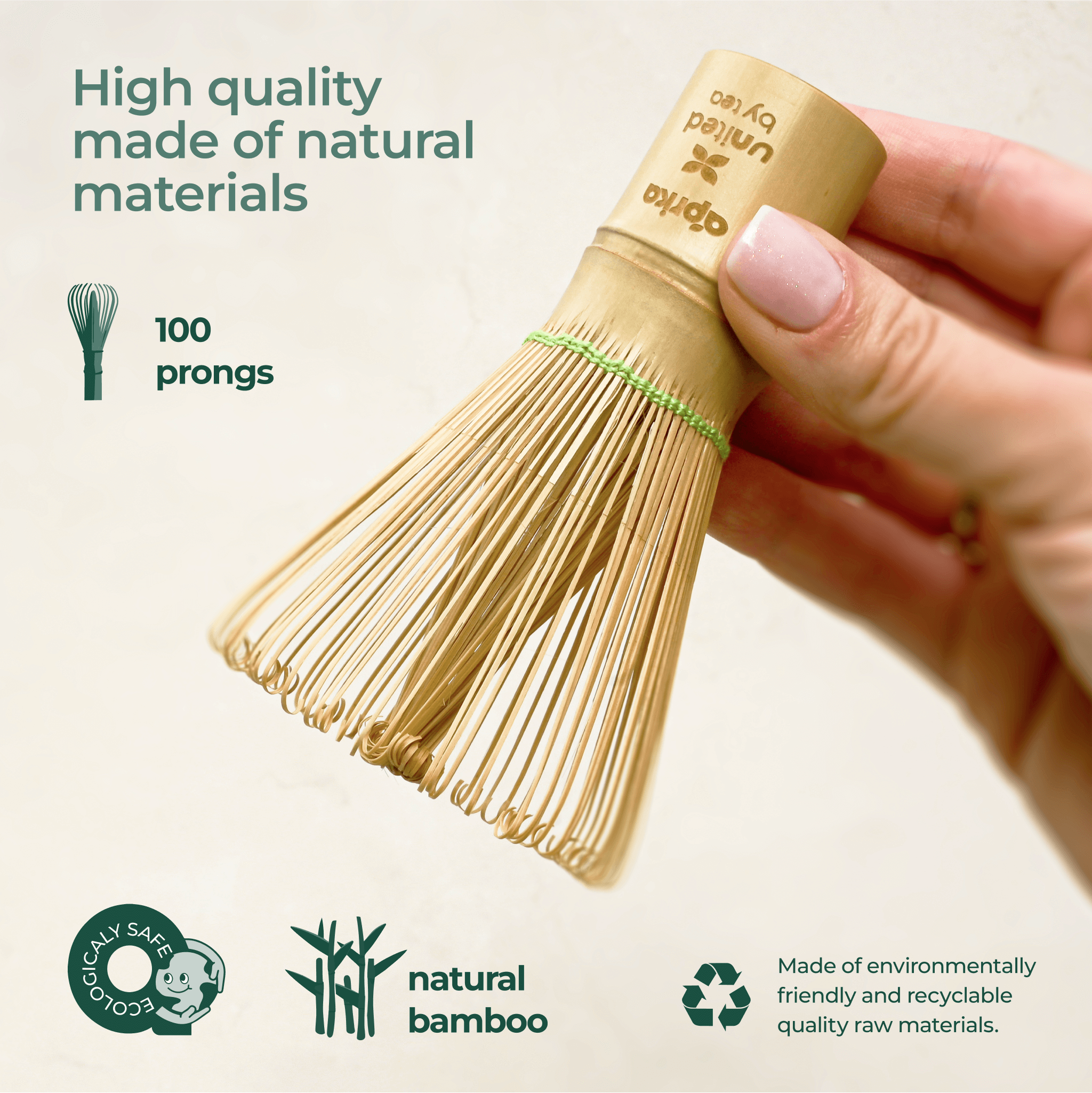 Aprika Life Bamboo Matcha Whisk (100 Prongs)