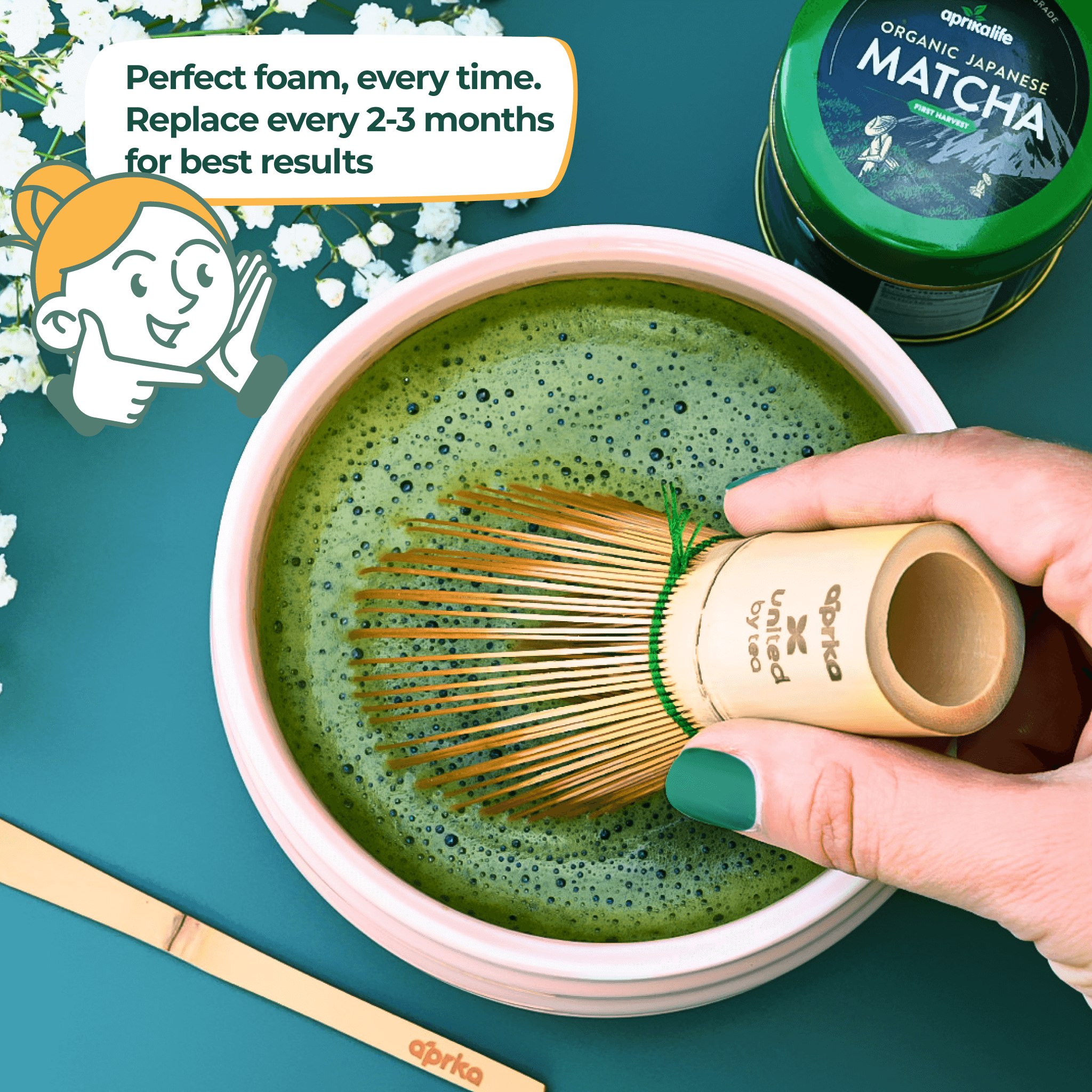 Aprika Life Bamboo Matcha Whisk (100 Prongs)