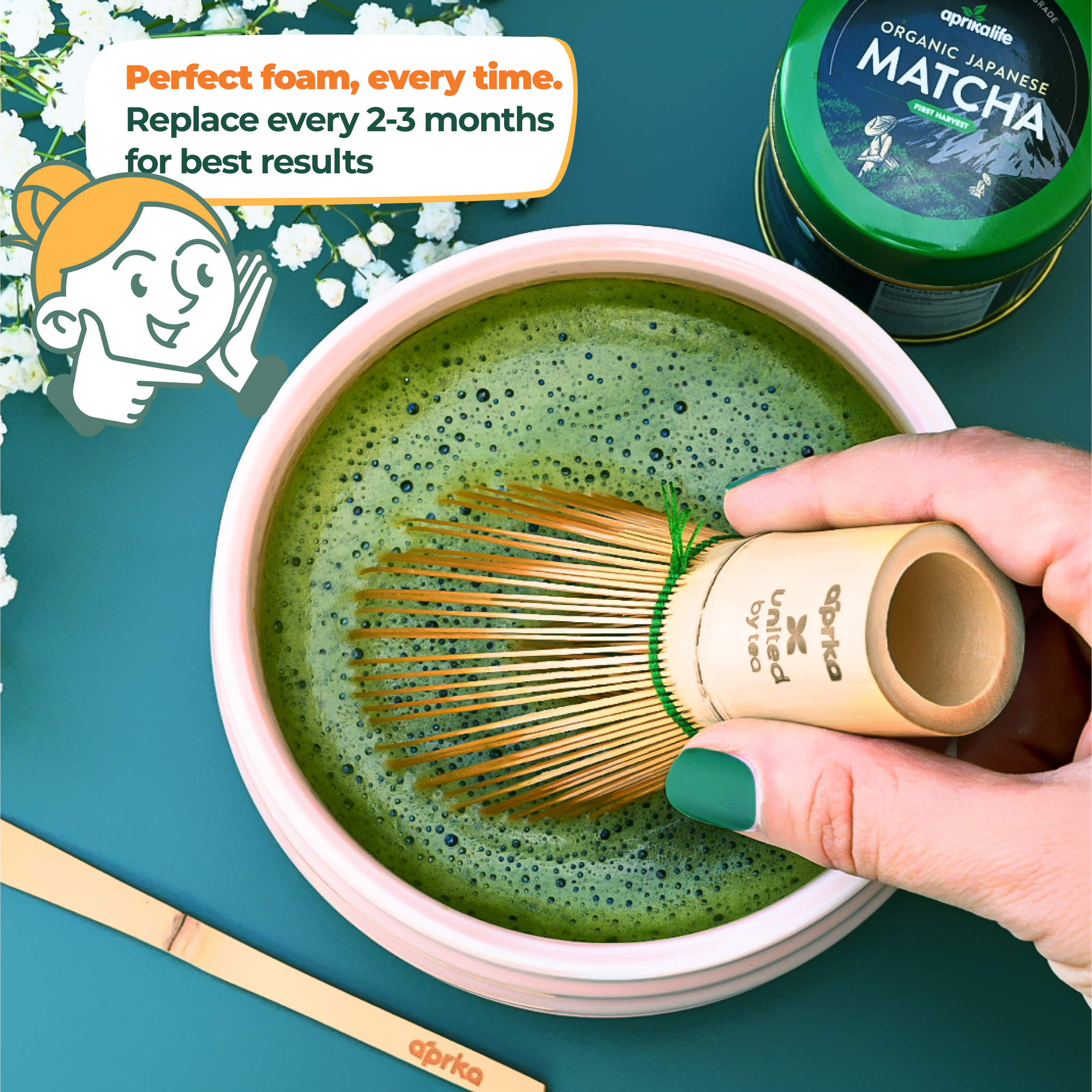 Aprika Life Dark Bamboo Matcha Whisk (100 Prongs)
