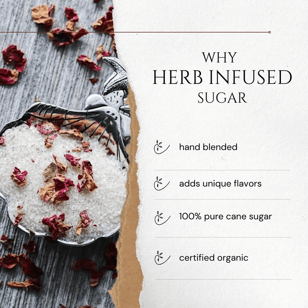 Beach House Rose Petal infused artisan culinary sugar Herbal Tea