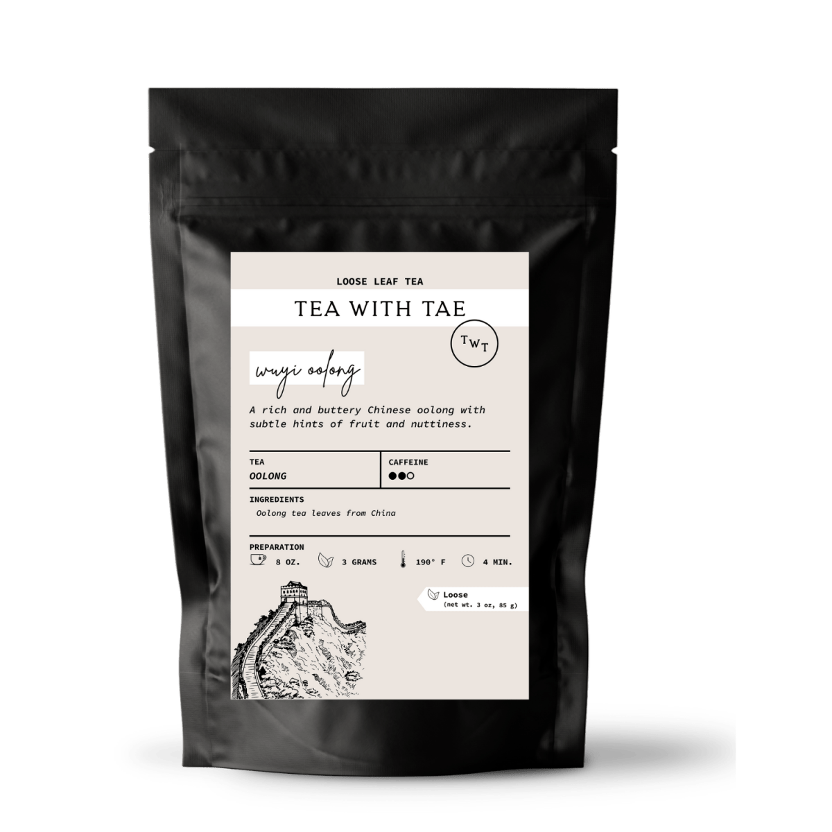 Tea with Tae WuYi Oolong Loose Leaf Pouch (3oz. Loose Leaf Tea)