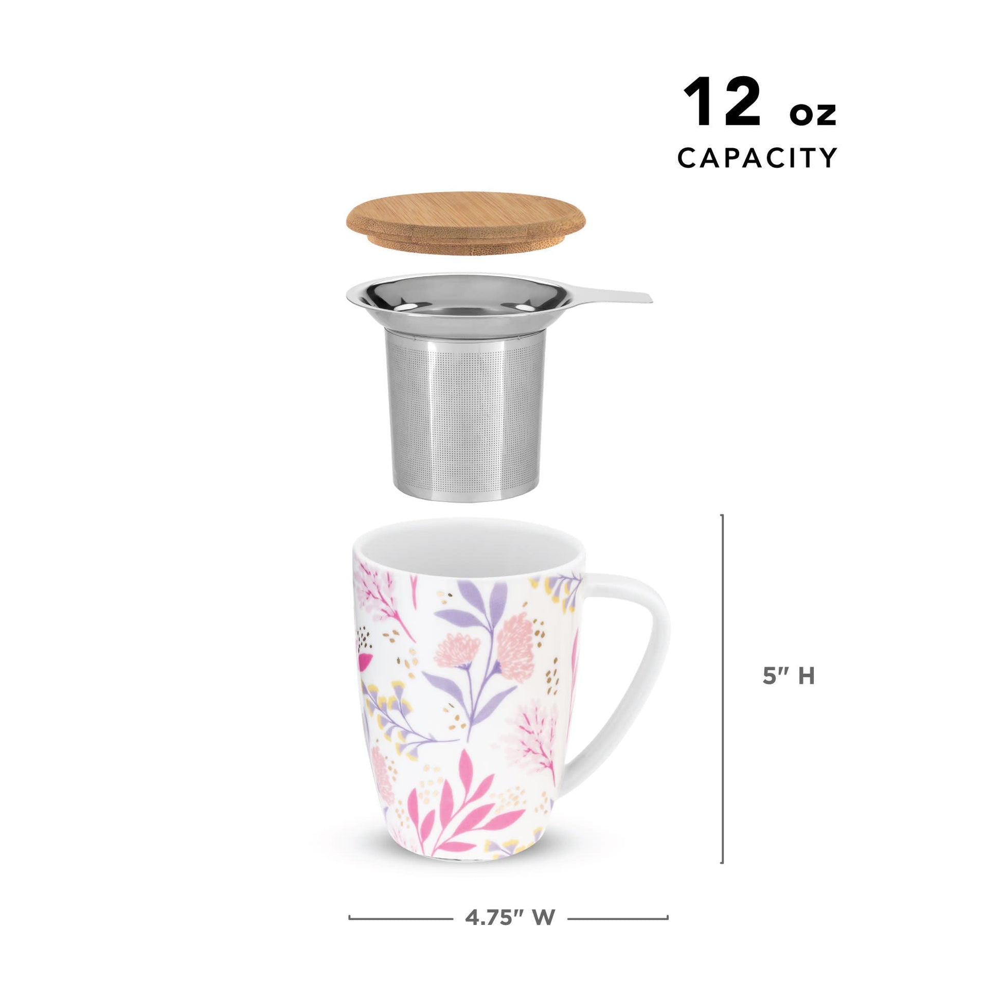 Pinky Up Bailey: Botanical Bliss Ceramic Tea Mug & Infuser