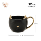 Pinky Up Chloe Black Cat Mug featuring a black cat design on a ceramic mug, suitable for everyday use.