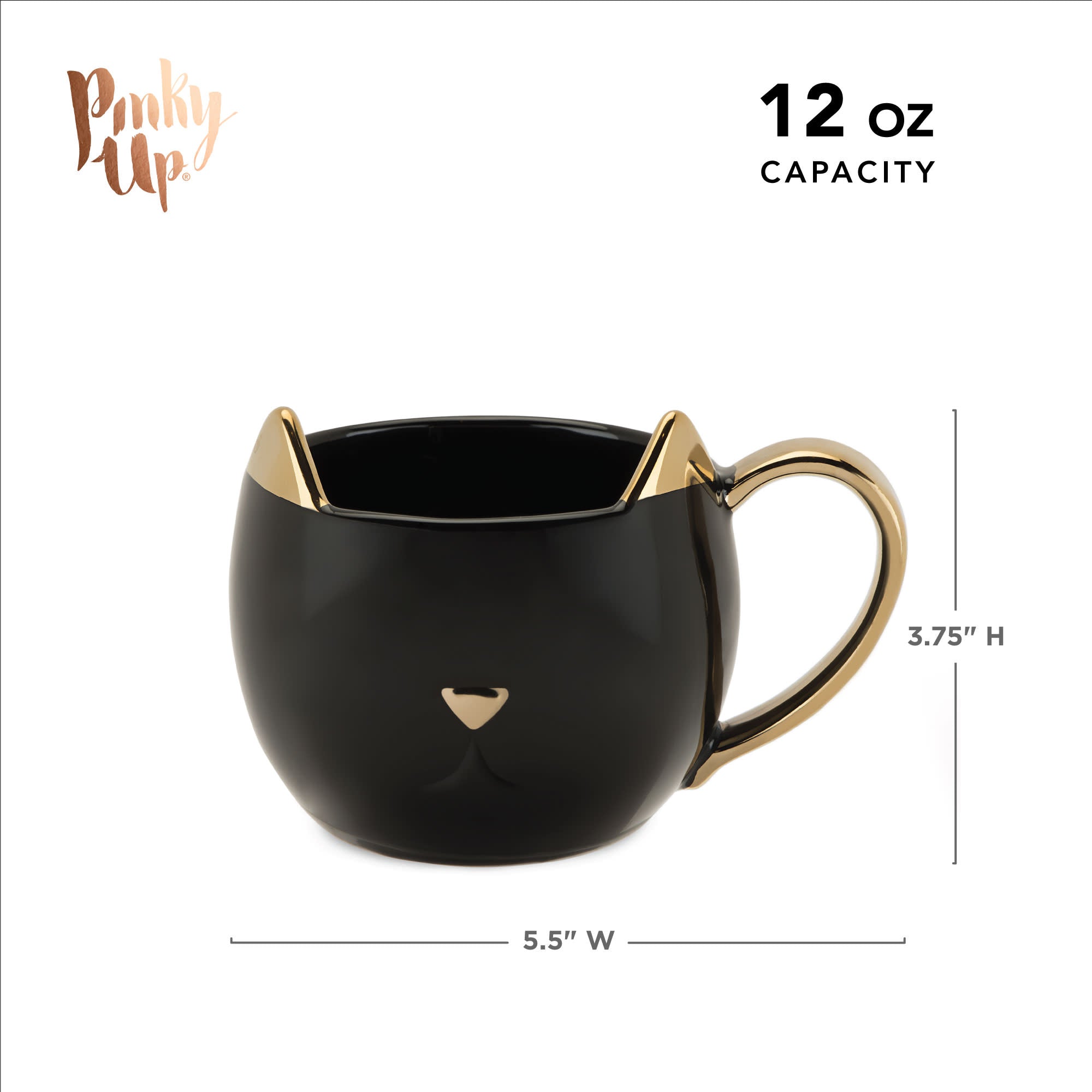 Pinky Up Chloe Black Cat Mug featuring a black cat design on a ceramic mug, suitable for everyday use.