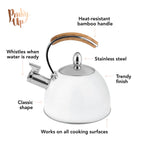 Pinky Up Presley White Tea Kettle, a modern pink kettle with a sleek design, ideal for brewing white tea.