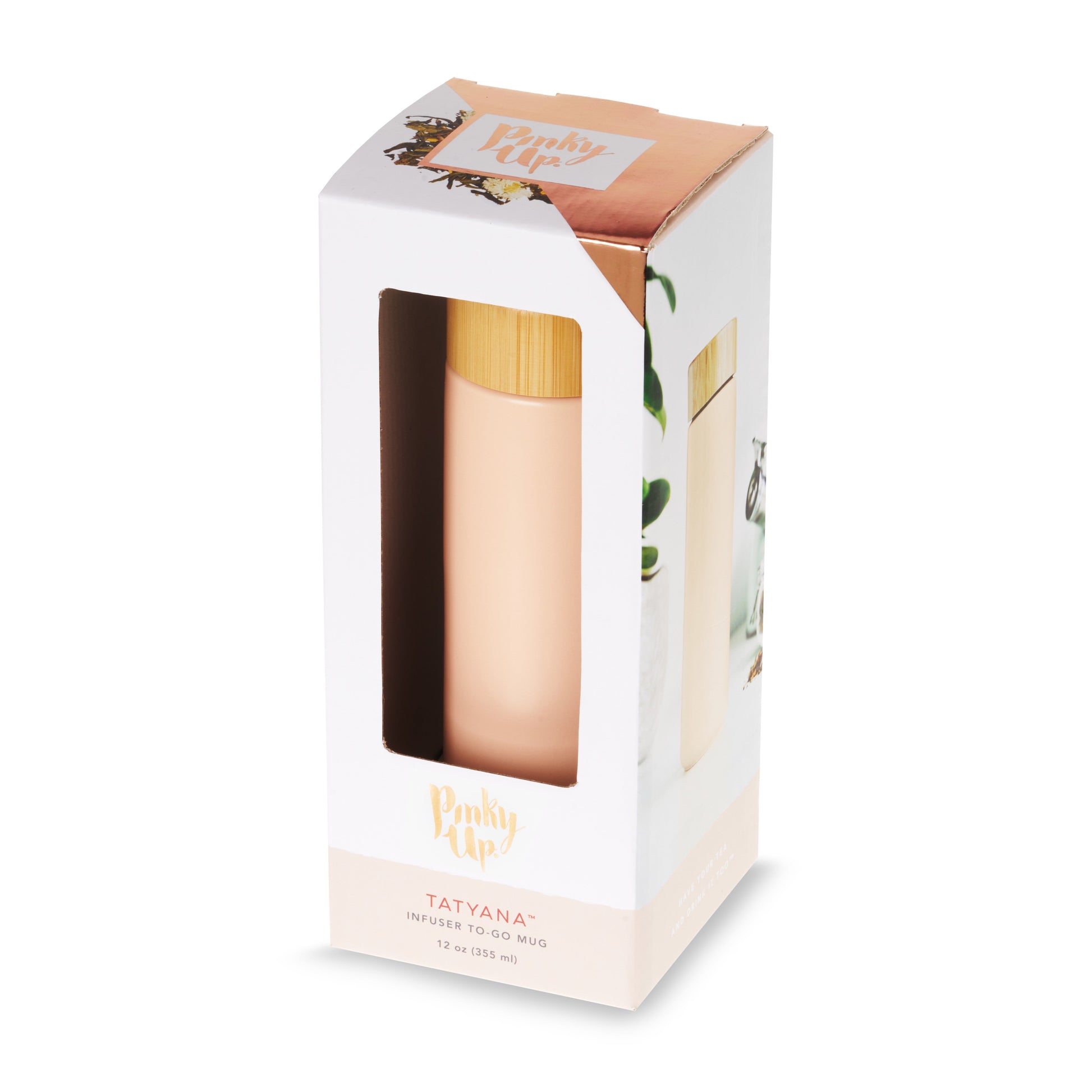 Pinky Up Tatyana Ceramic To-Go Infuser Mug in Coral