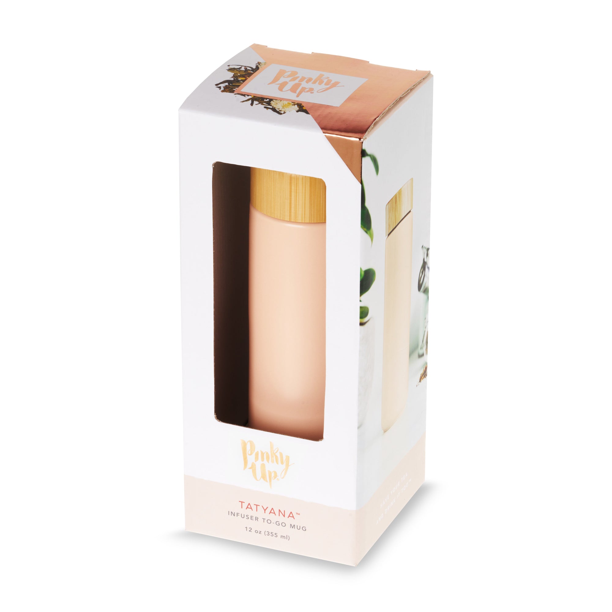 Pinky Up Tatyana Ceramic To-Go Infuser Mug in Coral