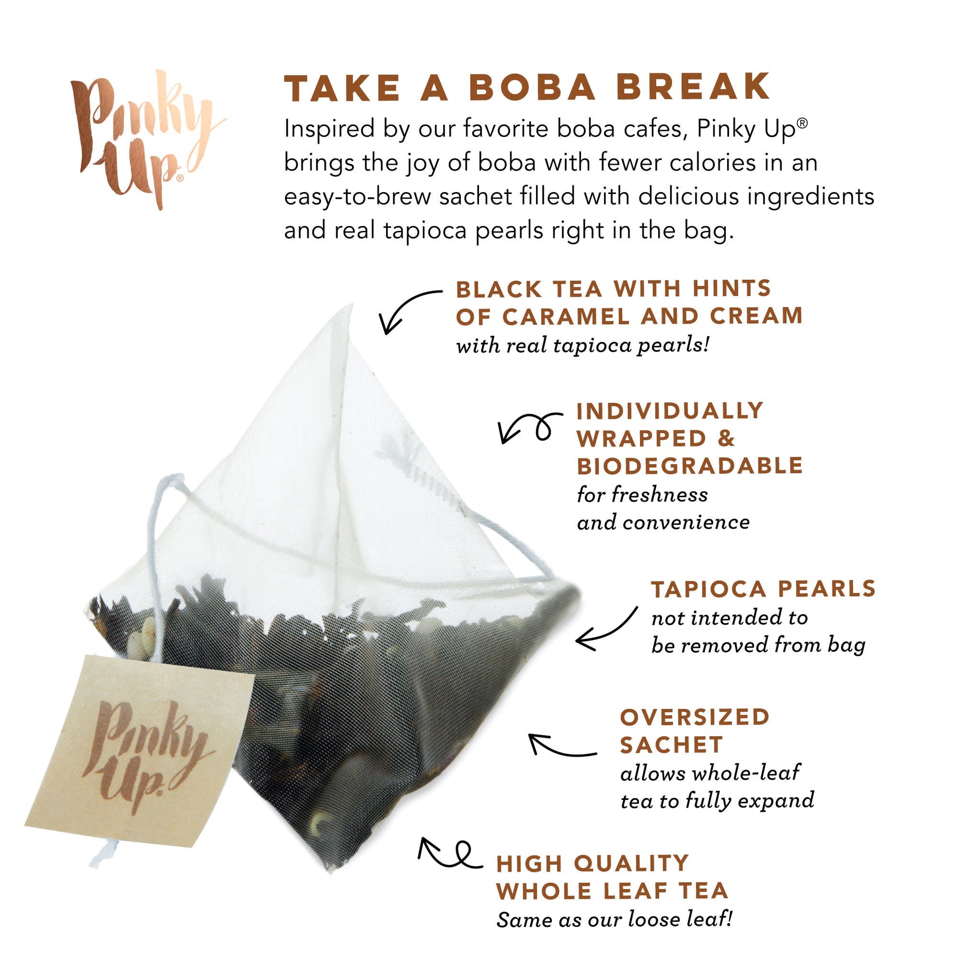 Pinky Up Brown Sugar Boba Tea Sachets