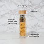 Pinky Up Blair Bee Glass Travel Infuser Mug with a bee design, perfect for brewing tea on the go